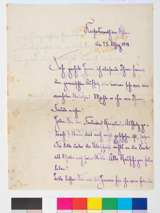 Korrespondenz von Herbert Eulenberg an Unbekannt