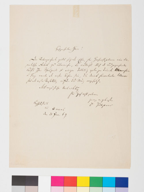 Karl Gutzkow (Absender*in), Korrespondenz von Karl Gutzkow an Unbekannt, 20.1.1869