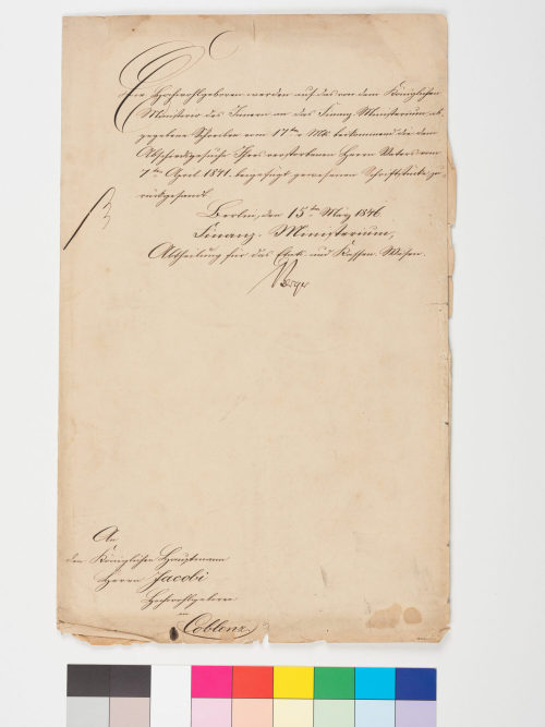 Unbekannt (Absender*in), Korrespondenz von Unbekannt an Unbekannt [Jacobi], 15.3.1846