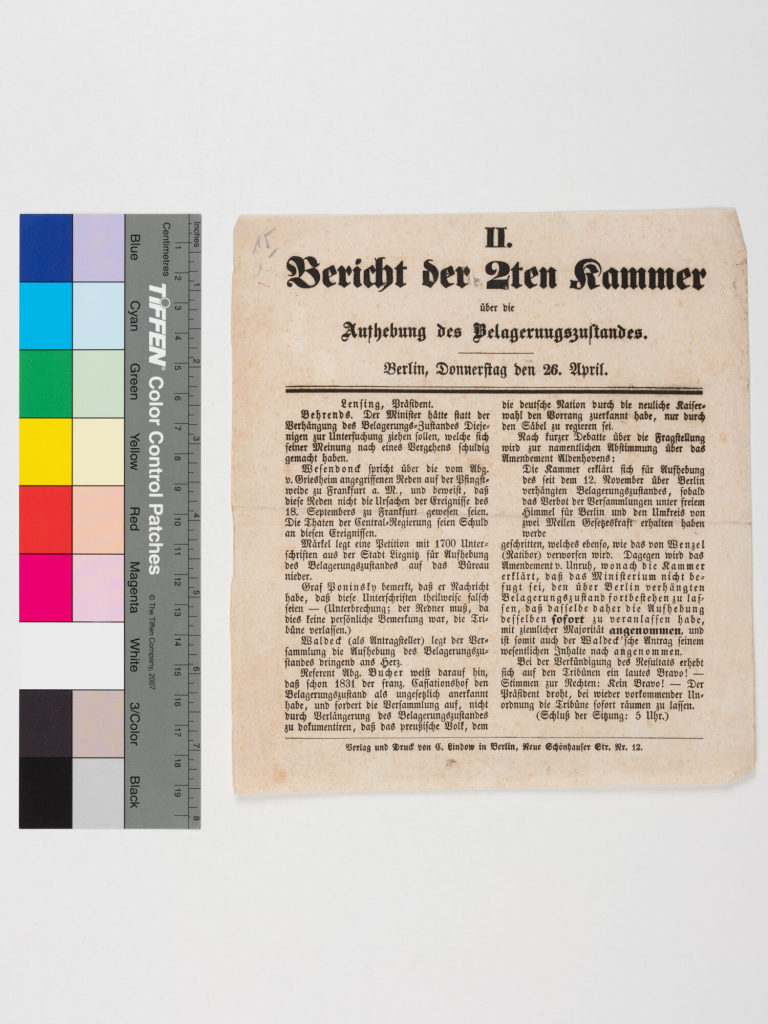 Bericht der 2ten Kammer (Über die Aufhebung des Belagerungszustandes)