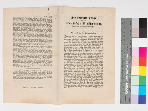 Unbekannt (Verfasser*in), Die deutsche Frage und das preußische Ministerium (3. Die neueste deutsche …), o. D.