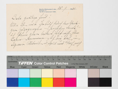 Clara Viebig (Absender*in), Korrespondenz von Clara Viebig an Unbekannt, 25.09.1931