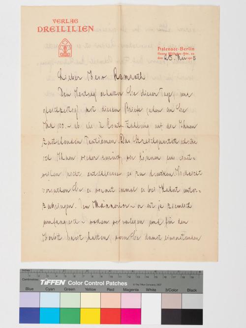 Max Marschalk (Absender*in), Korrespondenz von Max Marschalk an Konrad Ramrath, 25.05.1905