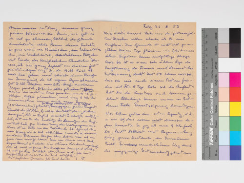 Unbekannt (Absender*in), Korrespondenz von Unbekannt an Konrad Ramrath, 21.08.1953