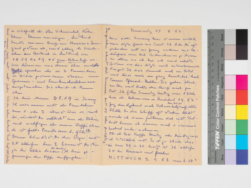 Unbekannt (Absender*in), Korrespondenz von Unbekannt an Konrad Ramrath, 27.08.1953