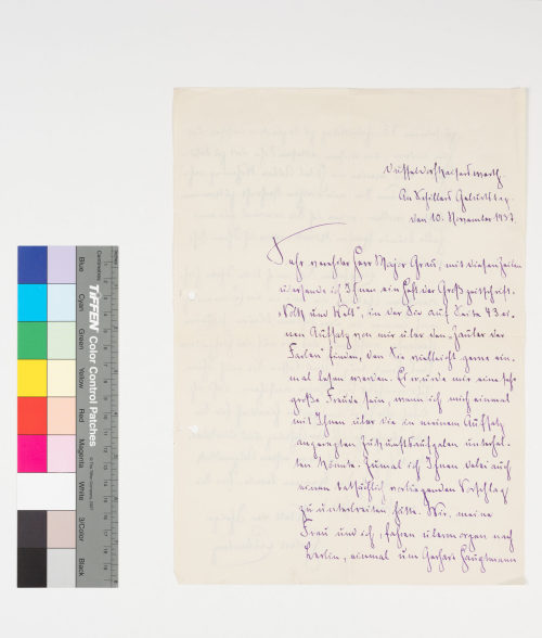 Herbert Eulenberg (Absender*in), Korrespondenz von Herbert Eulenberg an Unbekannt, 10.11.1937