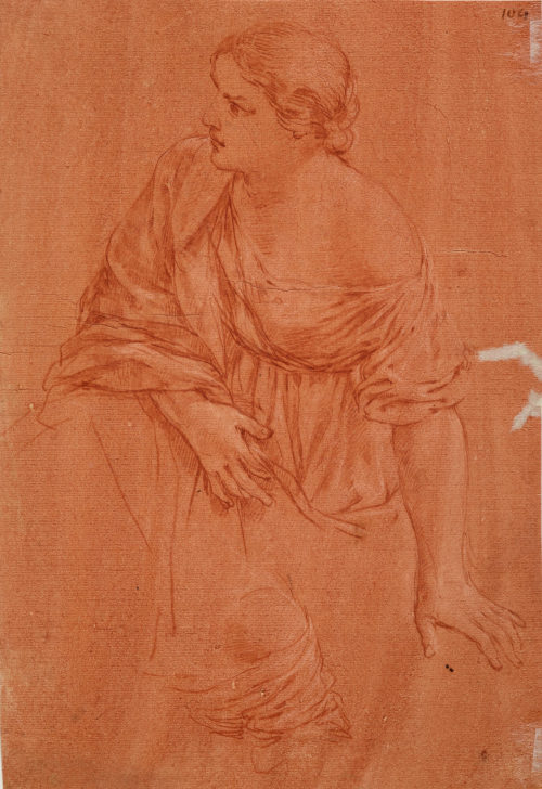 Giacinto Gimignani (Künstler*in), Studien zur knienden Frau im Gemälde "Der hl. Paulus erweckt den toten Eutychus", 1639