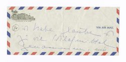 Letzte handschriftliche Notiz von Gustaf Gründgens auf einem Luftpostbriefumschlag des Hotels M ...