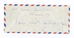 Letzte handschriftliche Notiz von Gustaf Gründgens auf einem Luftpostbriefumschlag des Hotels M ...