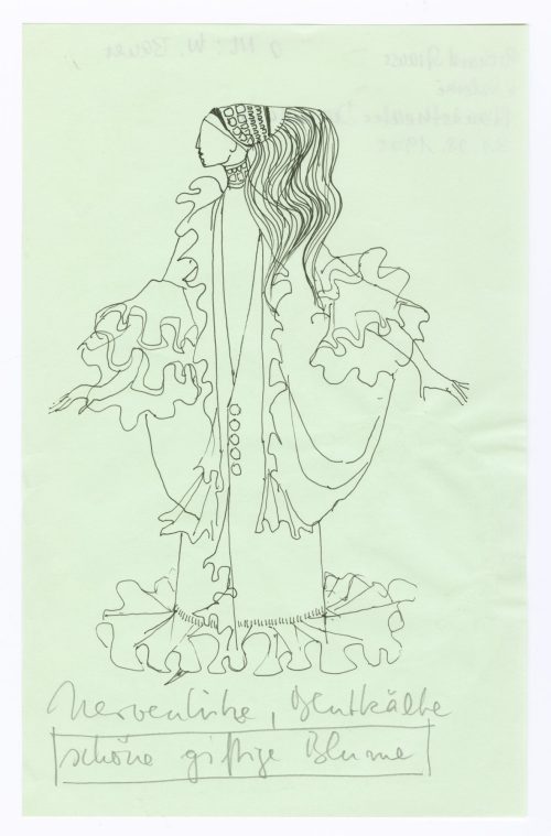 Kostümentwurf von Wihelmine Bauer für "'Salome" von Richardt Strauss, Darmstadt 1975
