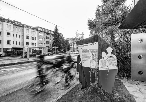 Thomas Stelzmann (Fotograf*in), Erinnerungszeichen Grafenberger Allee "Ehemaliges Haus der Düsseldorf-Loge und Gemeindehaus", 2024