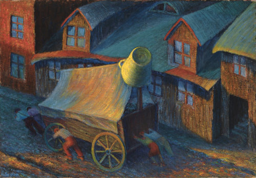 Zvi Hirsch Szylis (Absender*in), Den Brotwagen schieben, 1942/1949