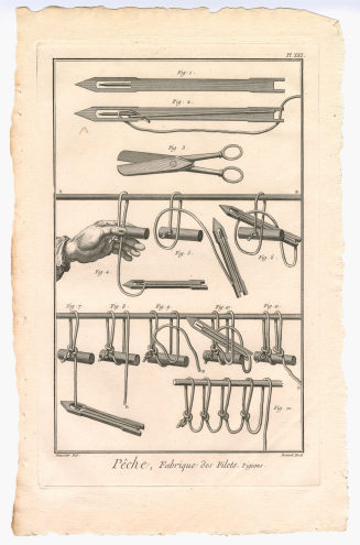 Pêche, Fabrique des Filets. Pigeons. (Pl. XXI.)