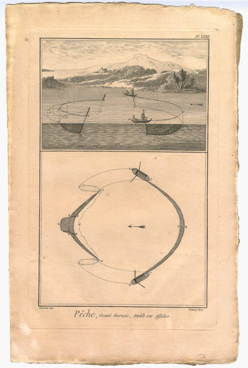 Benard (Künstler*in), Pêche, Grand Harnois, Etabli sur Affiches. (Pl. XXXII.), 1782-1789
