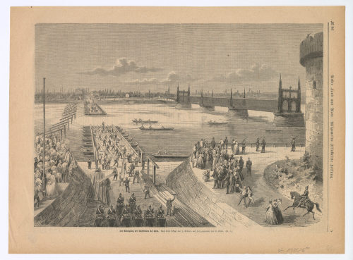 G. Kühn (Künstler*in), Die Abtragung der Schiffsbrücke bei Kehl., nach 1870