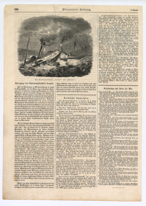 Unbekannt (Künstler*in), Die Rheindampfschiffe "Leopold" und "Königin"., nach 1841