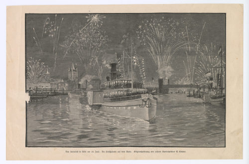 E. Limmer  (Künstler*in), Das Kaiserfest in Köln am 18. Juni: Die Schiffparade auf dem Rhein., 1897