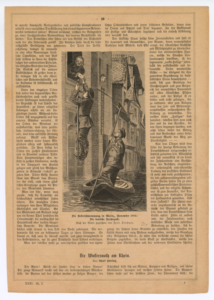 Die Überschwemmung in Mainz, November 1882: Die Deutsche Reichspost.