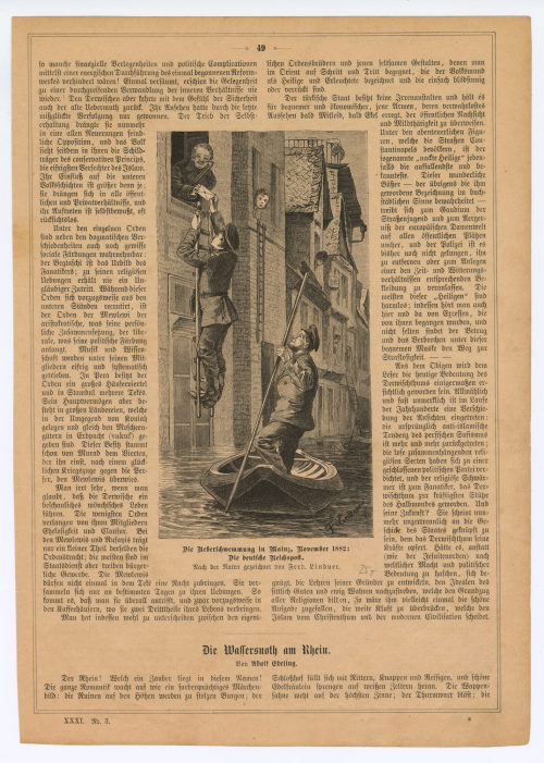 Ferdinand Lindner (Künstler*in), Die Überschwemmung in Mainz, November 1882: Die Deutsche Reichspost., 1882