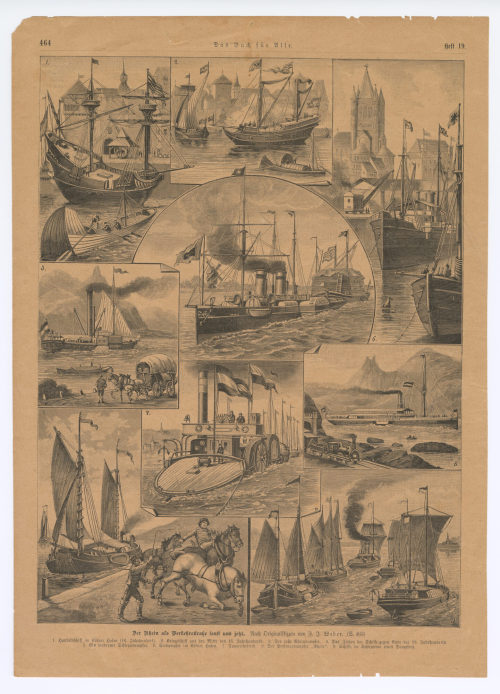 Unbekannt (Stecher*in), Der Rhein als Verkehrsstraße sonst und jetzt., nach 1866