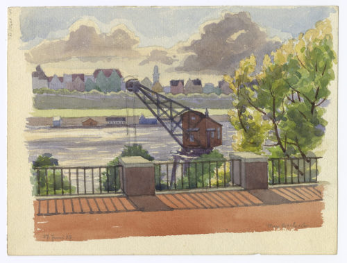 Max Beckert (Künstler*in), Rheinansicht mit Kran, 1927