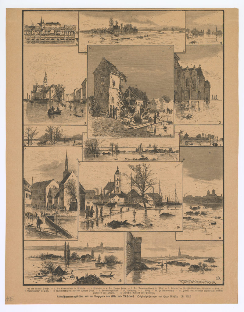 Ueberschwemmungsbilder aus der Umgegend von Köln und Düsseldorf