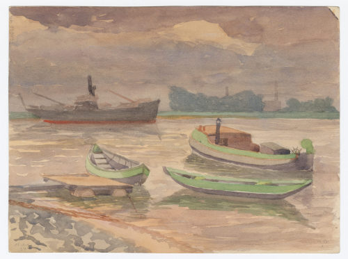Max Beckert (Künstler*in), Anlegestelle mit 3 Nachen, 1934/1936