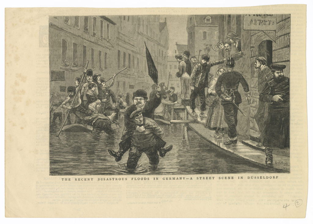 THE RECENT DISASTROUS FLOODS IN GERMANY - A STREET SCENE IN DÜSSELDORF
