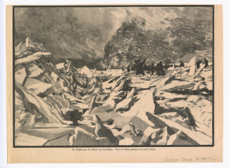 Die Eisstauung des Rheins am Loreleifelsen.