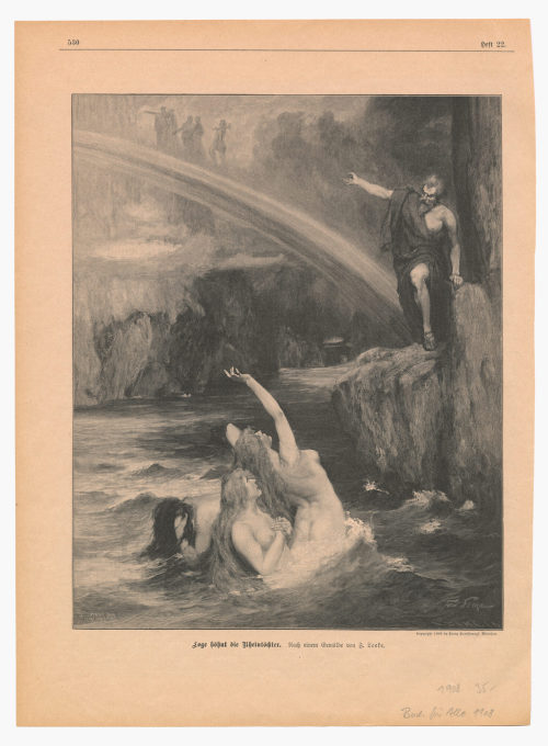 Ferdinand Leeke (Künstler*in), Loge höhnt die Rheintöchter., 1908