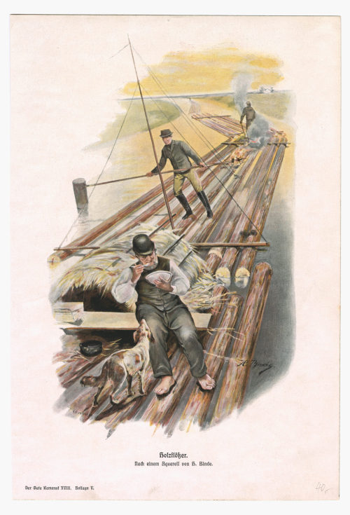 H. Binde (Künstler*in), Holzflößer., 1890