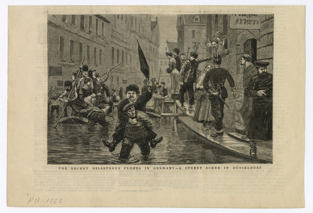 THE RECENT DISASTROUS FLOODS IN GERMANY - A STREET SCENE IN DÜSSELDORF