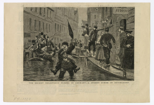 W. L. Bogle (Künstler*in), THE RECENT DISASTROUS FLOODS IN GERMANY - A STREET SCENE IN DÜSSELDORF, 1882