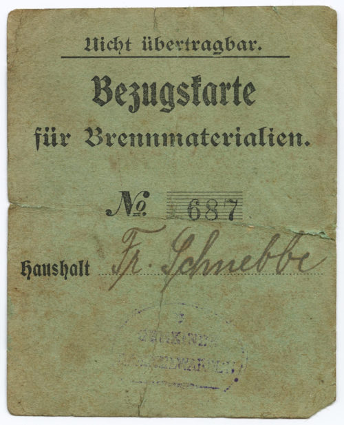 Unbekannt (Herausgeber*in), Bezugskarte für Brennmaterialien., n.d.