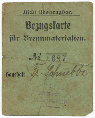 Bezugskarte für Brennmaterialien.