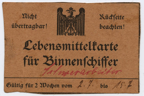 Unbekannt (Beteiligte Institution), Lebensmittelmarke für Binnenschiffer, 1918 - 1919