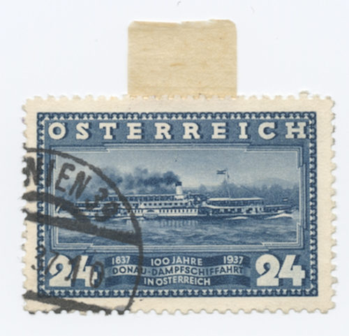 Unbekannt (Hersteller*in), ÖSTERREICH. 1837 100 JAHRE 1937. DONAU-DAMPFSCHIFFAHRT IN ÖSTERREICH, 1937