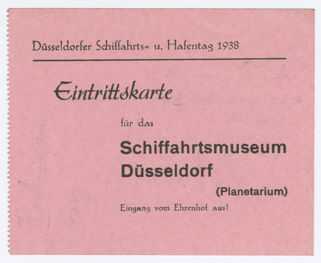 Eintrittskarte für das Schiffahrtsmuseum Düsseldorf (Planetarium)
