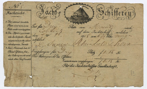 Unbekannt (Urheber*in), Fahrschein "Jacht-Schifferey", 1819-1819