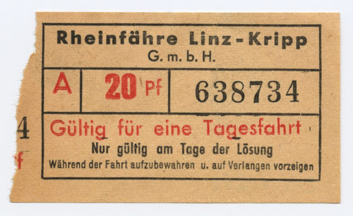 Rheinfähre Linz-Kripp G. m. b. H. (Beteiligte Institution), Rheinfähre Linz-Kripp G. m. b. H., 2. Hälfte des 20. Jahrhunderts