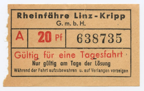 Rheinfähre Linz-Kripp G. m. b. H. (Beteiligte Institution), Rheinfähre Linz-Kripp G. m. b. H., 2. Hälfte des 20. Jahrhunderts