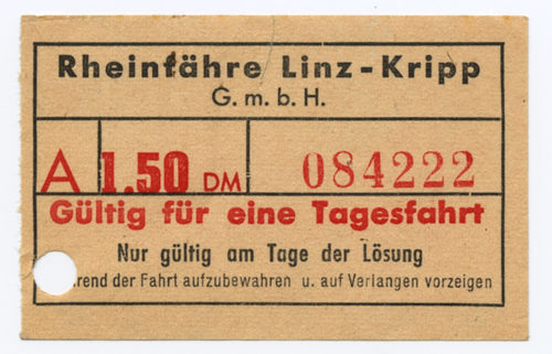Rheinfähre Linz-Kripp G. m. b. H. (Beteiligte Institution), Rheinfähre Linz-Kripp G. m. b. H., 2. Hälfte des 20. Jahrhunderts