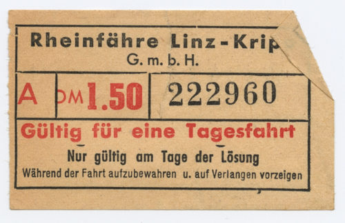 Rheinfähre Linz-Kripp G. m. b. H. (Beteiligte Institution), Rheinfähre Linz-Kripp G. m. b. H., 2. Hälfte des 20. Jahrhunderts