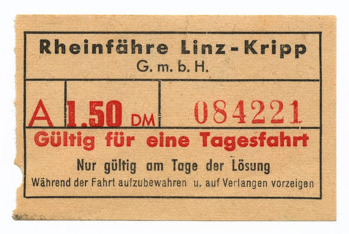 Rheinfähre Linz-Kripp G. m. b. H. (Beteiligte Institution), Rheinfähre Linz-Kripp G. m. b. H., 2. Hälfte des 20. Jahrhunderts