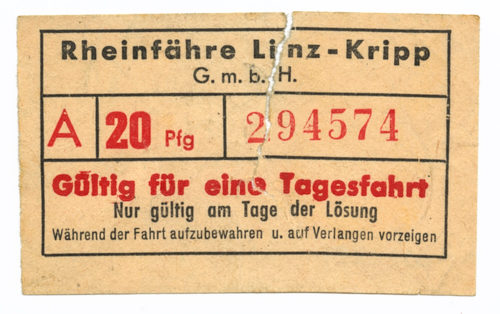 Rheinfähre Linz-Kripp G. m. b. H. (Beteiligte Institution), Rheinfähre Linz-Kripp G. m. b. H., 2. Hälfte des 20. Jahrhunderts