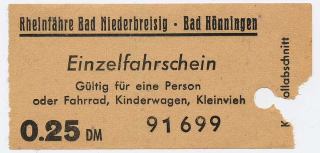 Einzelfahrscheine Rheinfähre Bad Niederbreisig - Bad Hönningen