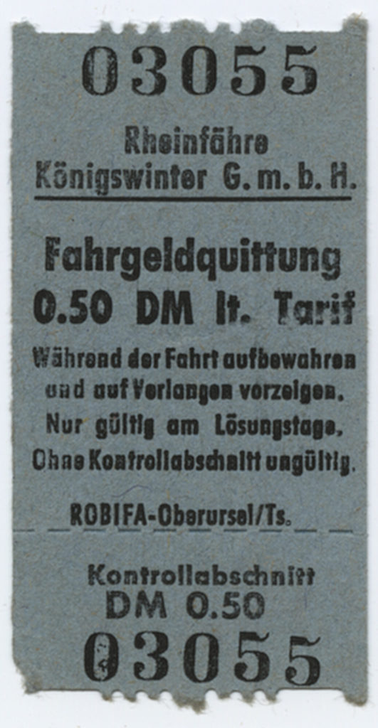 Fahrgeldquitting Rheinfähre Königswinter G.m.b.H.