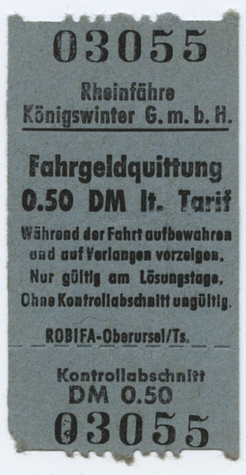 Rheinfähre Königswinter G. m. b. H. (Beteiligte Institution), Fahrgeldquitting Rheinfähre Königswinter G.m.b.H., 1997-2002