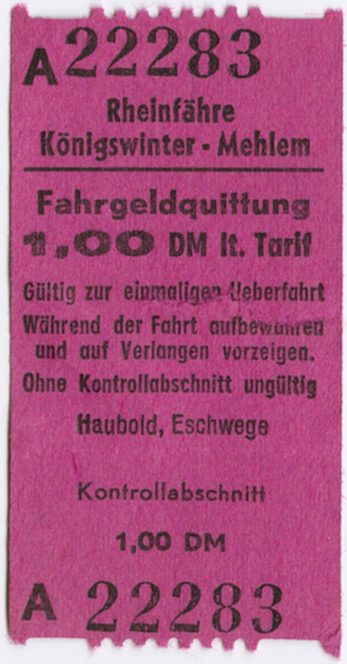 Woldemar Haubold (Drucker*in), Rheinfähre Königswinter - Mehlem, 2. Hälfte des 20. Jahrhunderts