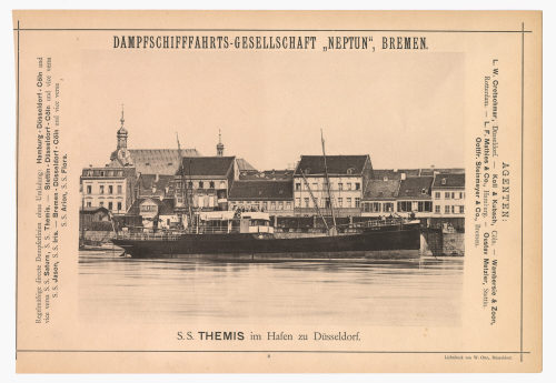 W. Otto (Künstler*in), S. S. THEMIS im Hafen zu Düsseldorf., n.d.